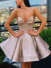 A-line V-neck Shimmer Crepe Short/Mini Homecoming Dresses #Favs020111360