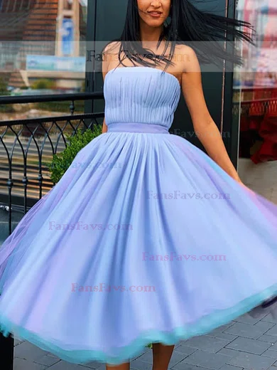 A-line Strapless Chiffon Tea-length Homecoming Dresses #Favs020111361