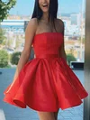 A-line Strapless Satin Short/Mini Homecoming Dresses #Favs020111362