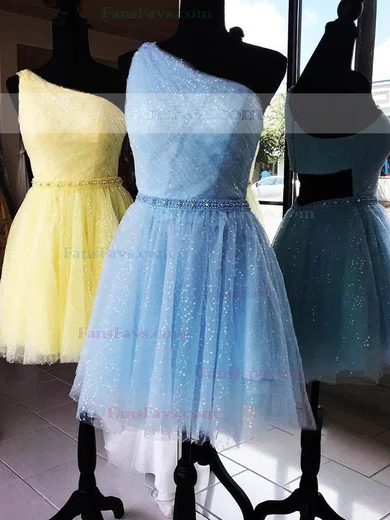 A-line One Shoulder Tulle Short/Mini Homecoming Dresses #Favs020111363