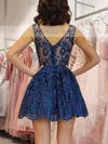 A-line V-neck Tulle Lace Short/Mini Homecoming Dresses With Appliques Lace #Favs020111370