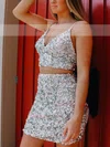 Sheath/Column V-neck Sequined Short/Mini Homecoming Dresses #Favs020111378