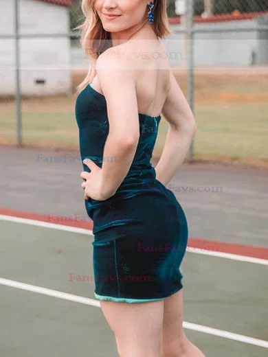 Sheath/Column Strapless Velvet Short/Mini Homecoming Dresses With Split Front #Favs020111379