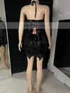 Sheath/Column Halter Sequined Short/Mini Homecoming Dresses With Split Front #Favs020111383