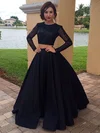 Ball Gown Scoop Neck Satin Tulle Floor-length Beading Prom Dresses #Favs020103091
