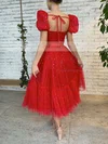 A-line Sweetheart Tulle Ankle-length Homecoming Dresses With Sashes / Ribbons #Favs020111477