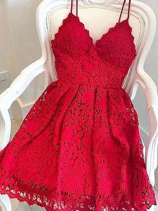 A-line V-neck Tulle Short/Mini Homecoming Dresses #Favs020111482