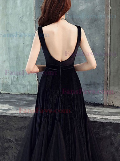 A-line Square Neckline Tulle Velvet Ankle-length Homecoming Dresses #Favs020111485
