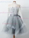 A-line Scoop Neck Tulle Lace Knee-length Homecoming Dresses With Bow #Favs020111488