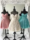 A-line Sweetheart Tulle Lace Short/Mini Homecoming Dresses #Favs020111489