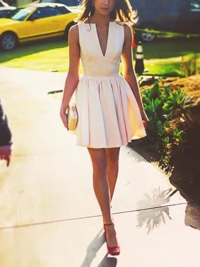 A-line V-neck Chiffon Short/Mini Homecoming Dresses #Favs020111505