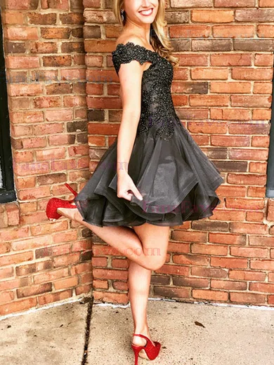 A-line Off-the-shoulder Tulle Short/Mini Homecoming Dresses With Beading #Favs020111524