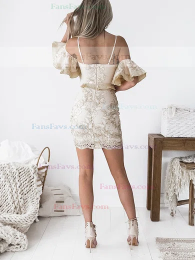 Sheath/Column V-neck Lace Short/Mini Homecoming Dresses #Favs020111532
