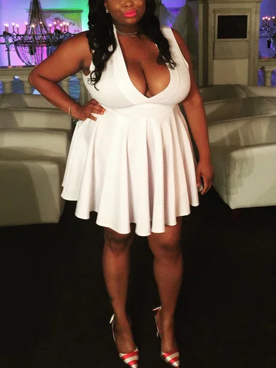 A-line V-neck Stretch Crepe Short/Mini Homecoming Dresses #Favs020111538