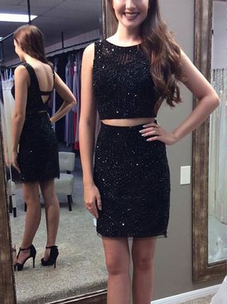 Sheath/Column Scoop Neck Silk-like Satin Short/Mini Homecoming Dresses With Beading #Favs020111542 Sheath/Column Scoop Neck Silk-like Satin Short/Mini Homecoming Dresses With Beading #Favs020111542