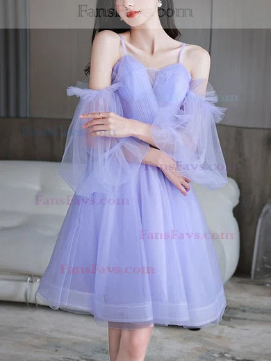 A-line Off-the-shoulder Tulle Knee-length Homecoming Dresses #Favs020111544