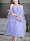 A-line Off-the-shoulder Tulle Knee-length Homecoming Dresses #Favs020111544
