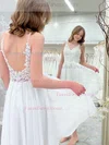 A-line V-neck Chiffon Knee-length Homecoming Dresses With Appliques Lace #Favs020111546