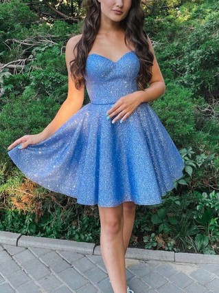 A-line Sweetheart Glitter Short/Mini Homecoming Dresses #Favs020111547