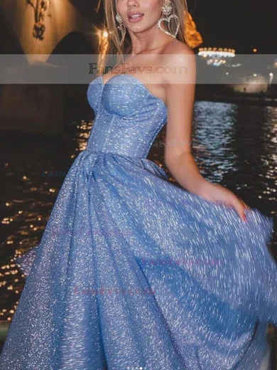 A-line Sweetheart Glitter Tea-length Homecoming Dresses With Split Front #Favs020111548