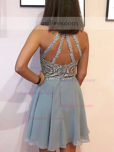 A-line Scoop Neck Chiffon Short/Mini Homecoming Dresses With Lace #Favs020111555