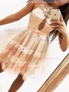 A-line Scoop Neck Tulle Short/Mini Homecoming Dresses With Lace #Favs020111563