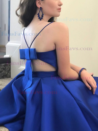 A-line V-neck Satin Knee-length Homecoming Dresses With Bow #Favs020111565