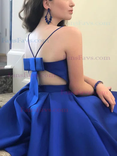 A-line V-neck Satin Knee-length Homecoming Dresses With Bow #Favs020111565