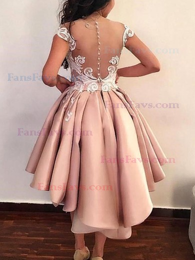 Sheath/Column Scoop Neck Satin Detachable Homecoming Dresses With Lace #Favs020111569