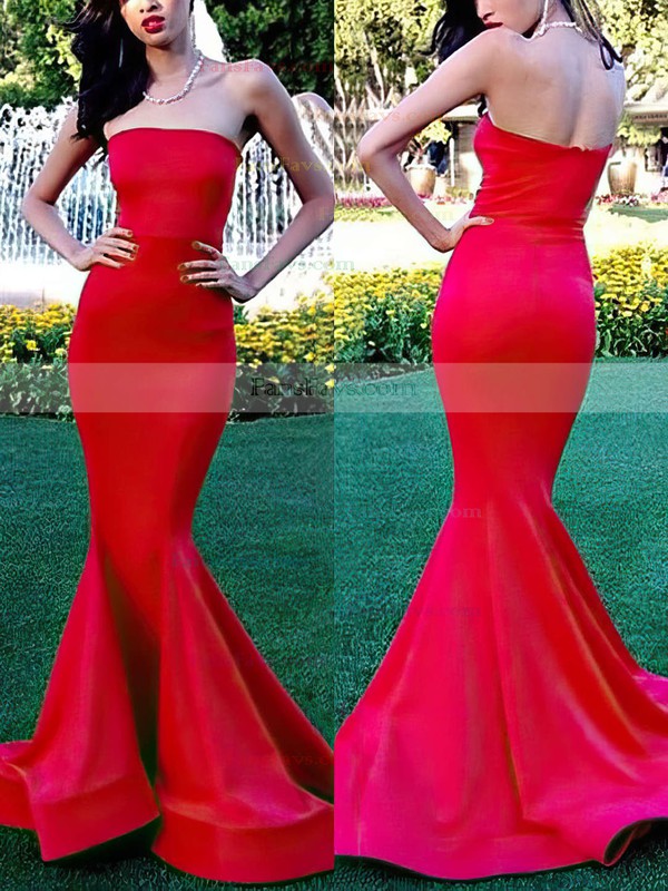 Trumpet/Mermaid Strapless Stretch Crepe Sweep Train Prom Dresses #Favs02016264