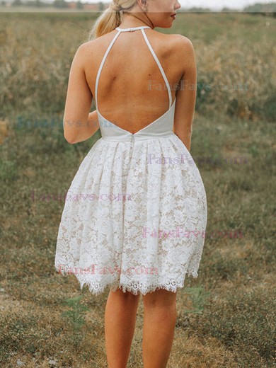 A-line Scoop Neck Lace Knee-length Homecoming Dresses #Favs020111581