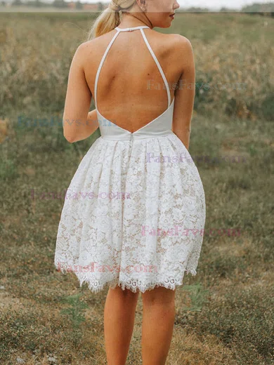 A-line Scoop Neck Lace Knee-length Homecoming Dresses #Favs020111581