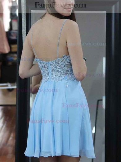 A-line V-neck Chiffon Short/Mini Homecoming Dresses With Lace #Favs020111582