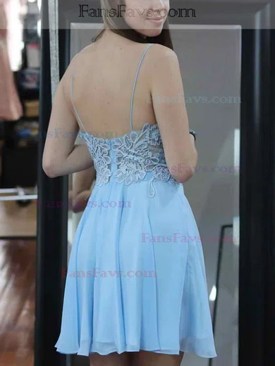 A-line V-neck Chiffon Short/Mini Homecoming Dresses With Lace #Favs020111582