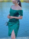 Sheath/Column Off-the-shoulder Silk-like Satin Short/Mini Homecoming Dresses With Split Front #Favs020111590