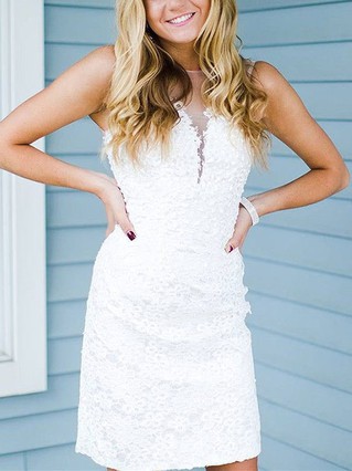 Sheath/Column Scoop Neck Tulle Lace Short/Mini Homecoming Dresses With Appliques Lace #Favs020111605 Sheath/Column Scoop Neck Tulle Lace Short/Mini Homecoming Dresses With Appliques Lace #Favs020111605