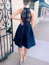 A-line High Neck Satin Lace Knee-length Homecoming Dresses #Favs020111612