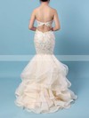 Trumpet/Mermaid Sweetheart Organza Sweep Train Beading Prom Dresses #Favs020104547