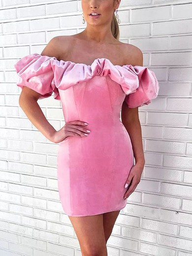Sheath/Column Off-the-shoulder Velvet Short/Mini Homecoming Dresses #Favs020111620