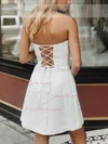 A-line Strapless Satin Short/Mini Homecoming Dresses With Pockets #Favs020111631