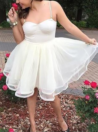 A-line Sweetheart Tulle Knee-length Homecoming Dresses #Favs020111632 A-line Sweetheart Tulle Knee-length Homecoming Dresses #Favs020111632