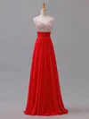 A-line Sweetheart Chiffon Floor-length Beading Prom Dresses #Favs02013433