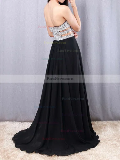 A-line Sweetheart Chiffon Floor-length Beading Prom Dresses #Favs02016065