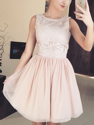 A-line Scoop Neck Lace Tulle Short/Mini Homecoming Dresses #Favs020111653 A-line Scoop Neck Lace Tulle Short/Mini Homecoming Dresses #Favs020111653