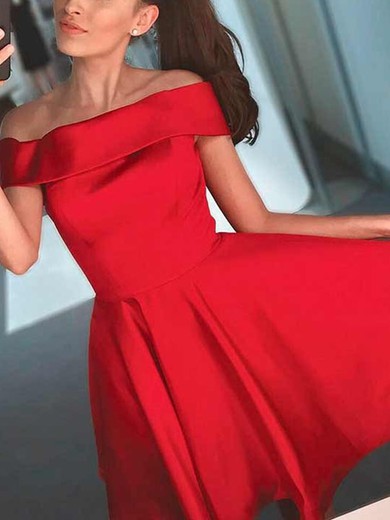 A-line Off-the-shoulder Satin Short/Mini Homecoming Dresses #Favs020111667