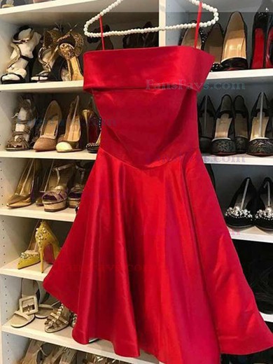 A-line Off-the-shoulder Satin Short/Mini Homecoming Dresses #Favs020111667