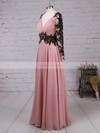 A-line V-neck Floor-length Chiffon Prom Dresses with Appliques Lace Ruffle #Favs02016853