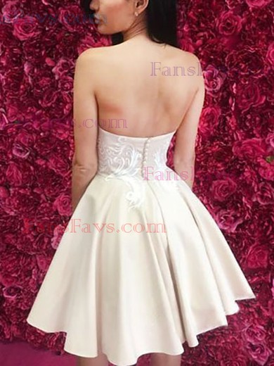 A-line Sweetheart Stretch Crepe Short/Mini Homecoming Dresses With Lace #Favs020111669