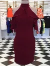 Sheath/Column High Neck Jersey Short/Mini Homecoming Dresses With Cascading Ruffles #Favs020111671
