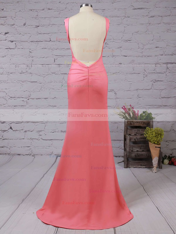 Trumpet/Mermaid Scoop Neck Silk-like Satin Sweep Train Prom Dresses #Favs02016324